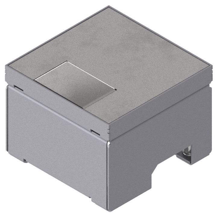Produktbild UBD 130 127  -  Unterflur-Bodendose UBD 130 inkl. belegtem Deckel aus Chromstahl, geschliffen, und 1 Schnurauslass